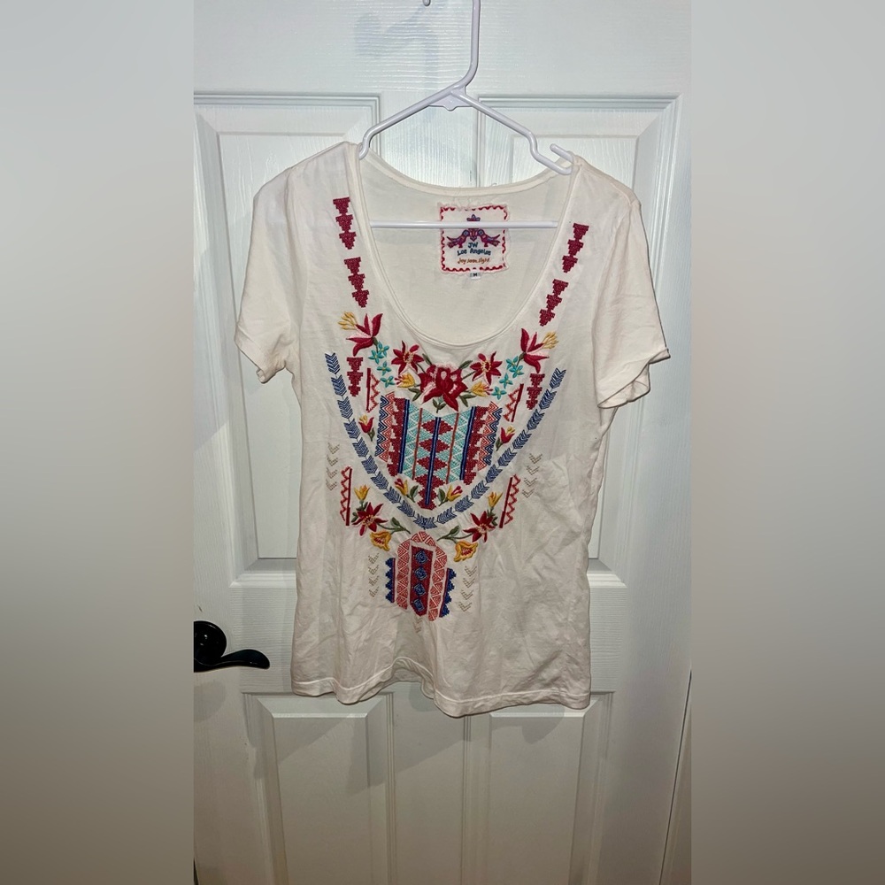 Johnny Was Los Angeles Women's Embroidered Tee